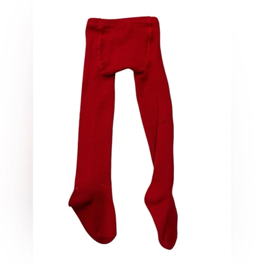 Set of 2 Little Stocking Co Black & Red Cable Knit Leggings size 1 to 2 years